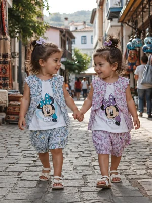Girls 2-Piece Minnie Mouse Floral Jacket Top & Shorts Set (12M–3Y)