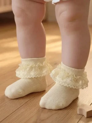 Princess Baby & Toddler Lace Frill Ankle Socks – Soft Cotton Breathable Mesh Socks (Multiple Colors)