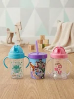 Kids Sipper & Straw Training Cup Set – Leak-Proof Toddler Drinking Water Bottles with Handles & Straws