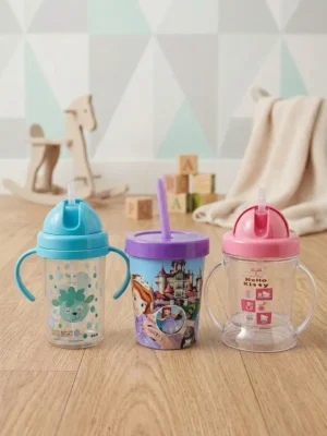 Kids Sipper & Straw Training Cup Set – Leak-Proof Toddler Drinking Water Bottles with Handles & Straws