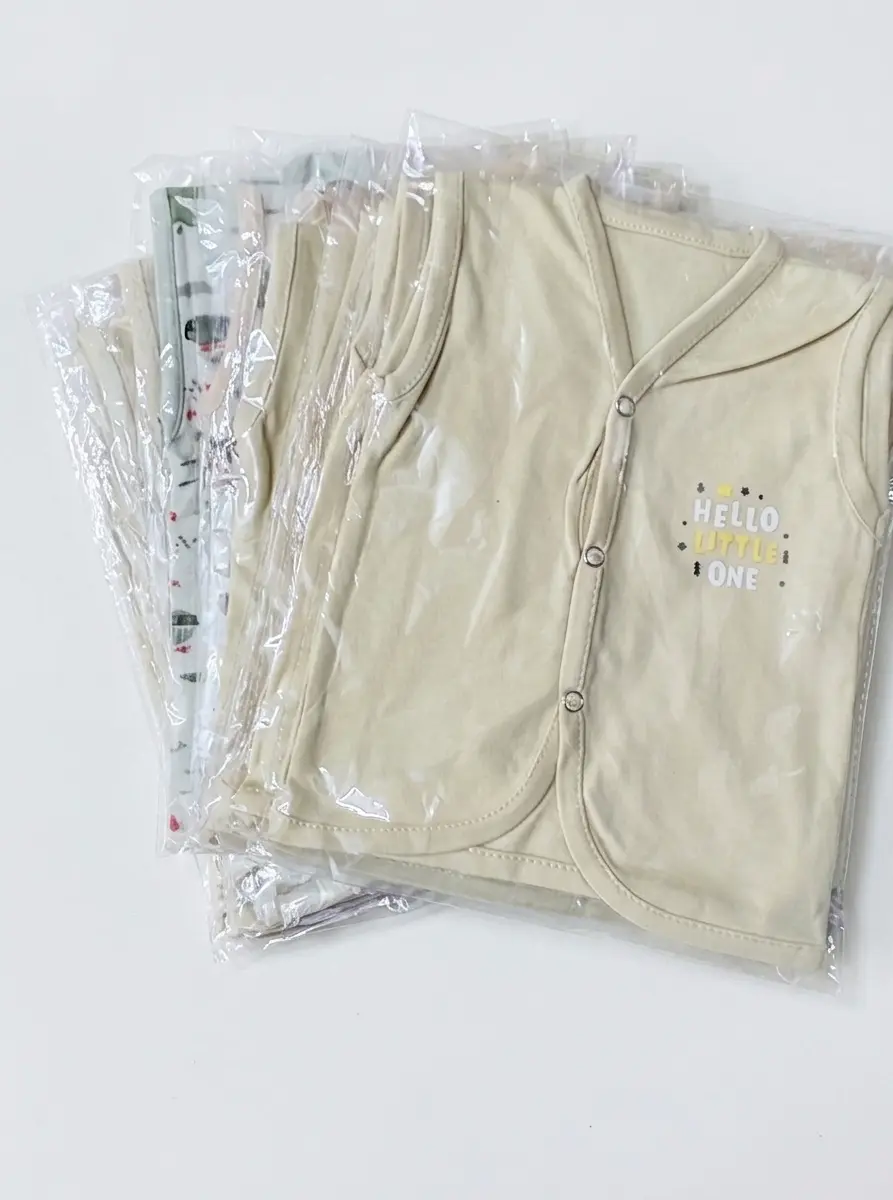 Premium Soft Cotton Baby Front-Open Vests – Sleeveless Buttoned Undershirts (Length 11" x Width 9") Pack of 2