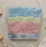 Soft Pastel Baby V-Neck Vests (Pack of 3) – Premium Cotton Innerwear