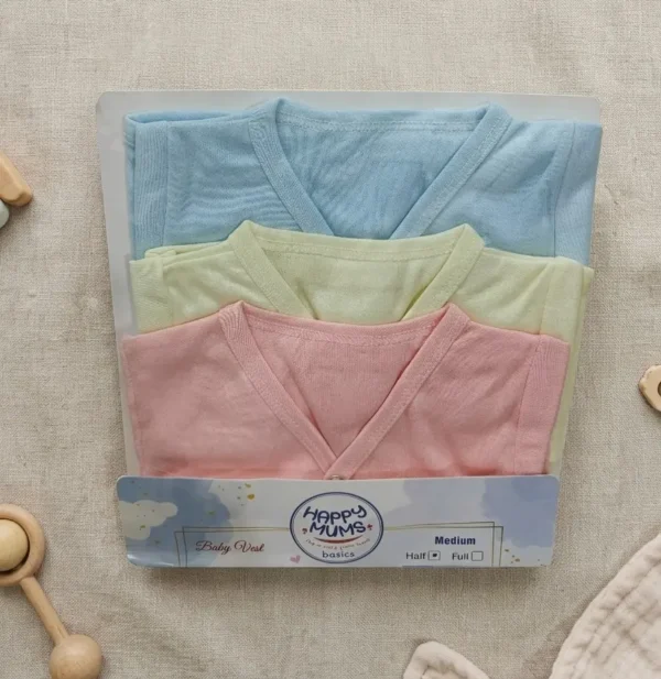 Soft Pastel Baby V-Neck Vests (Pack of 3) – Premium Cotton Innerwear