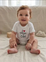 Happy Mums Pack of 3 Pure Cotton Baby Rompers – Printed Short Sleeve Bodysuits