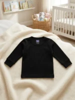Baby Waffle Knit Thermal Inner Set (Black) – 9-12 Months