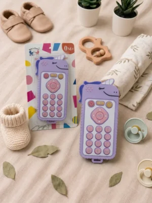 TV Remote Control Silicone Baby Teether Toy – Soft BPA-Free Sensory Teething Relief (0M+)