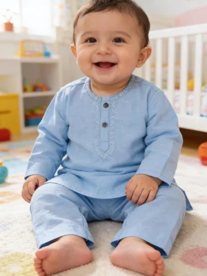 Premium Infant & Toddler Baba Boy Kurta Shalwar Set – Soft 2-Piece Shalwar Qameez (Sizes 8-12)