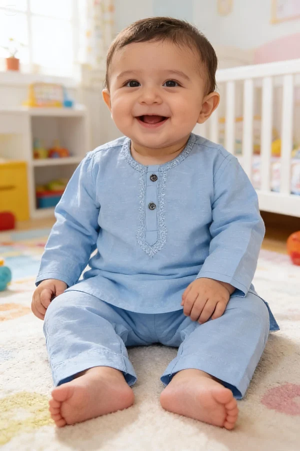 Premium Infant & Toddler Baba Boy Kurta Shalwar Set – Soft 2-Piece Shalwar Qameez (Sizes 8-12)